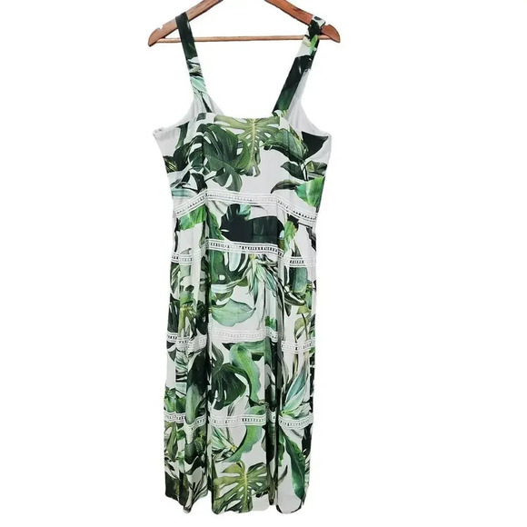 Gianni Bini Monica A-Line Midi Dress Ivory Palm Size 12 NWT - Picture 4 of 10